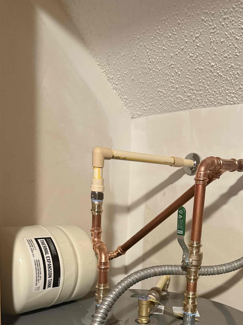 Copper repipe work with thermal expansion tank and shutoff valves